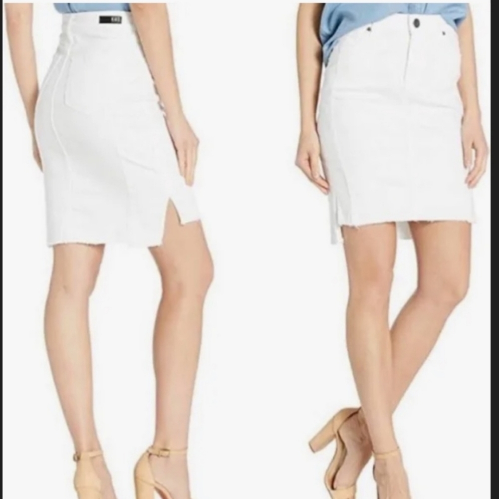 Kut from the Kloth White Denim Connie Skirt 6
